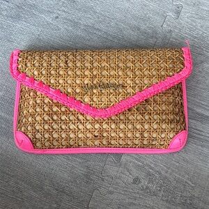 Lilly Pulitzer Woven Clutch with Pink Accents